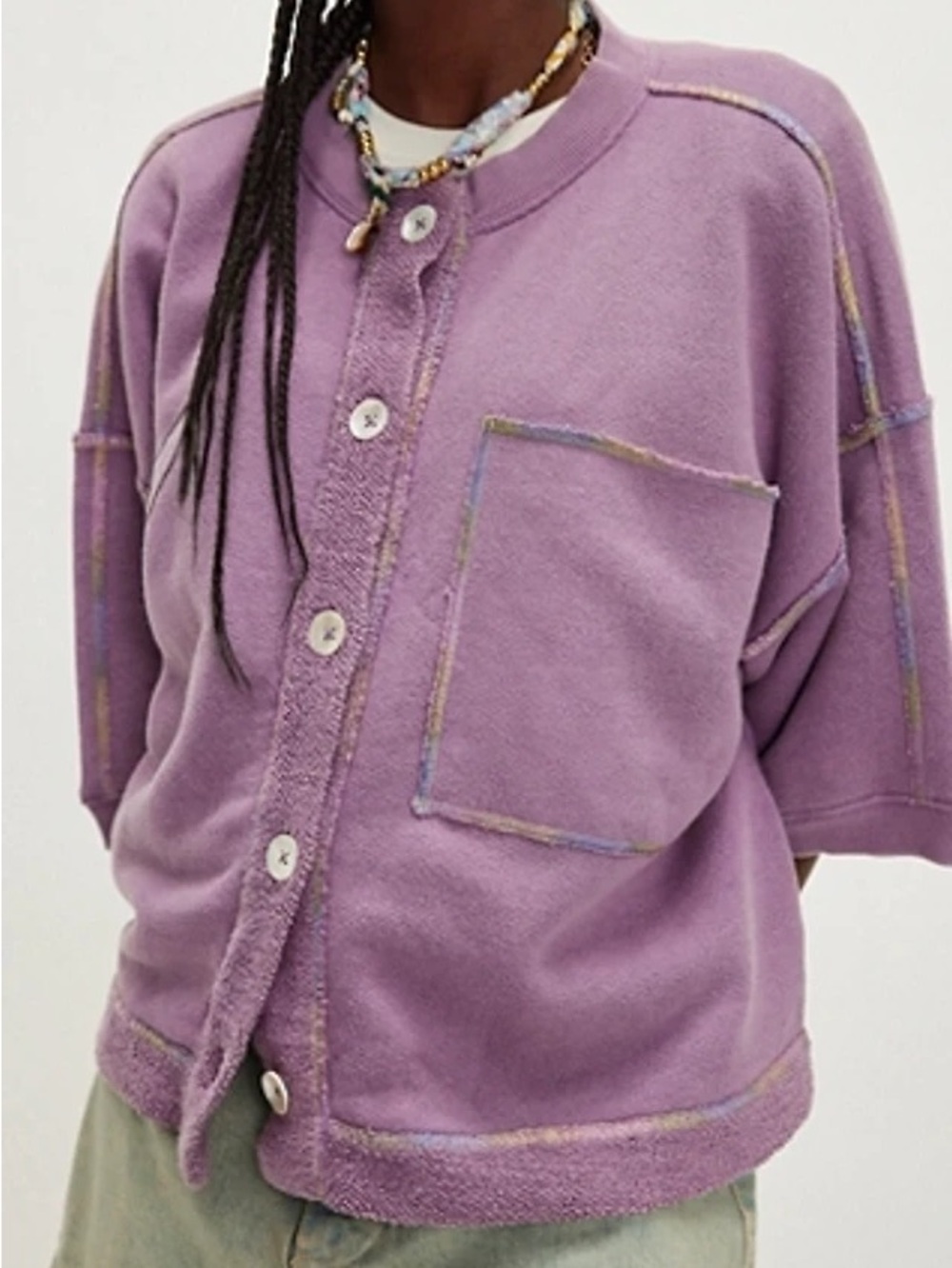 Free People Matilda Sweatshirt Powdered Violet Size M NWT